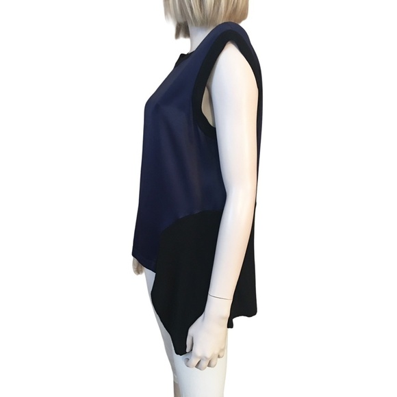 DKNY Asymmetrical Flounce Panel Top Blouse Tunic Tank Rayon Merino Wool NWOT - Picture 9 of 16